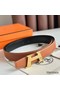 Hermes H Take Off Reversible Belt 32MM in Gold Clemence Leather Replica