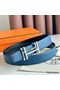 Hermes H au Carre Reversible Belt 32MM in Blue Clemence Leather Replica