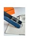 Hermes H au Carre Reversible Belt 32MM in Blue Clemence Leather Replica
