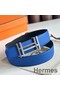 Hermes H au Carre Reversible Belt 32MM in Blue and Black Epsom Leather Replica