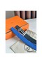 Hermes H au Carre Reversible Belt 32MM in Blue and Black Epsom Leather Replica
