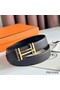 Hermes H au Carre Reversible Belt 32MM in Chocolate Clemence Leather Replica