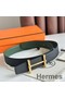 Hermes H d'Ancre Reversible Belt 32MM in Black and Green Epsom Calfskin Replica