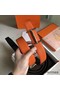 Hermes H d'Ancre Reversible Belt In Orange/Noir Leather Replica