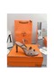 Hermes Heden 80 Sandals in Beige Suede Leather with Rhinestone Replica