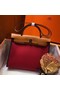 Hermes Herbag Zip 31cm Bag In Brown And Red Replica