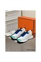 Hermes Heros Sneakers in White Knit and Blue Suede Replica