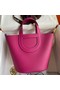 Hermes In The Loop 18 Handmade Bag in Rose Purple Clemence Leatherther Replica