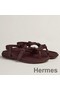 Hermes Inboard Sandals in Burgundy Leather and Ribbon Replica