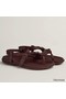 Hermes Inboard Sandals in Burgundy Leather and Ribbon Replica