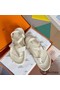 Hermes Inboard Sandals in White Leather and Ribbon Replica