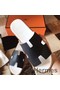 Hermes Izmir Sandals In Black Epsom Leather Replica