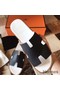 Hermes Izmir Sandals In Black Epsom Leather Replica