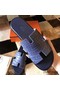 Hermes Izmir Sandals In Blue Matte Niloticus Crocodile Replica