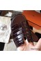 Hermes Izmir Sandals In Bordeaux Shiny Niloticus Crocodile Replica