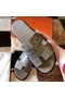 Hermes Izmir Sandals In Grey Shiny Niloticus Crocodile Replica
