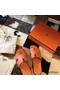 Hermes Izmir Sandals In Orange Epsom Leather Replica