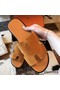 Hermes Izmir Sandals In Orange Suede Leather Replica