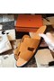 Hermes Izmir Sandals In Orange Suede Leather Replica