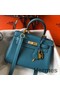 Hermes Kelly 20cm Bag In Blue Jean Clemence Leather GHW Replica