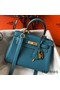 Hermes Kelly 20cm Bag In Blue Jean Clemence Leather GHW Replica