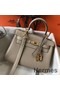 Hermes Kelly 20cm Bag In Grey Clemence Leather GHW Replica