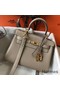 Hermes Kelly 20cm Bag In Grey Clemence Leather GHW Replica