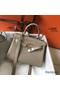 Hermes Kelly 20cm Bag In Grey Clemence Leather GHW Replica