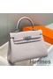 Hermes Kelly 20cm Bag In Mauve Pale Clemence Leather PHW Replica