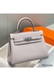 Hermes Kelly 20cm Bag In Mauve Pale Clemence Leather PHW Replica