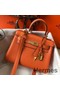 Hermes Kelly 20cm Bag In Orange Clemence Leather GHW Replica