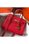 Hermes Kelly 20cm Bag In Red Clemence Leather GHW Replica