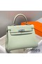 Hermes Kelly 20cm Bag In Vert Fizz Clemence Leather PHW Replica