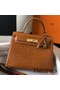 Hermes Kelly 25cm Handmade Bag In Brown Embossed Crocodile Leather Replica