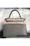 Hermes Kelly 25cm Handmade Bag In Gris Asphalt Ostrich Skin Replica