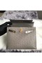 Hermes Kelly 25cm Handmade Bag In Gris Asphalt Ostrich Skin Replica