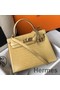 Hermes Kelly 25cm Handmade Bag In Jaune Poussin Embossed Crocodile Leather Replica