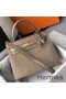 Hermes Kelly 25cm Handmade Bag In Taupe Embossed Crocodile Leather Replica