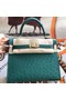 Hermes Kelly 25cm Handmade Bag In Vert Vertigo Ostrich Skin Replica