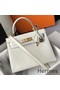 Hermes Kelly 25cm Handmade Bag In White Embossed Crocodile Leather Replica