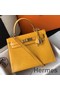 Hermes Kelly 25cm Handmade Bag In Yellow Embossed Crocodile Leather Replica