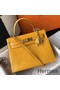 Hermes Kelly 25cm Handmade Bag In Yellow Embossed Crocodile Leather Replica