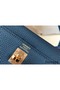 Hermes Kelly 25cm Retourne Bag In Agate Blue Clemence Leather Replica