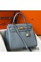 Hermes Kelly 25cm Retourne Bag In Blue Lin Clemence Leather Replica