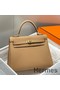 Hermes Kelly 25cm Retourne Bag In Chai Clemence Leather GHW Replica