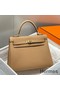 Hermes Kelly 25cm Retourne Bag In Chai Clemence Leather GHW Replica