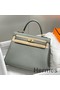 Hermes Kelly 25cm Retourne Bag In Gris Meyer Clemence Leather Replica