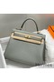 Hermes Kelly 25cm Retourne Bag In Gris Meyer Clemence Leather Replica
