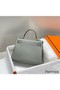 Hermes Kelly 25cm Retourne Bag In Gris Meyer Clemence Leather Replica