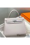 Hermes Kelly 25cm Retourne Bag In Mauve Pale Clemence Leather Replica